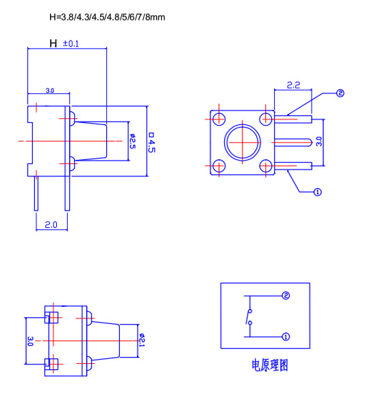 三脚轻触开关电路图